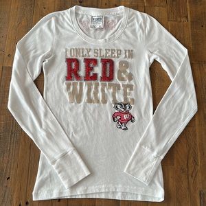 PINK VS Bling “I Only Sleep In Red & White” UW Badger Lounge Top Size S